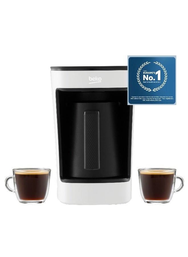 Beko Turkish Coffee Machine, 5 Cup Capacity, Anti Spill Technology, Audio Warning, One Touch Control, CookSense2, Delicious & Foamy Turkish Coffee 650 ml 580 W TKM2341W ‎White - Image 1