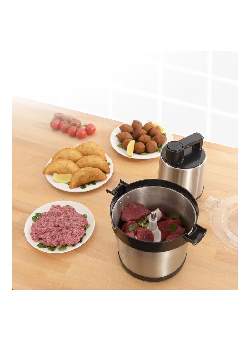 السيف  مطحنة لحم كهربائية ALSAIF سعة 6 لتر 1000 واط، تحكم بسرعتين، وعاء وشفرة من هيكل الشفرات المزدوجة، لطحن اللحم، السمك، الخضار، أسود، E02503 - Image 3