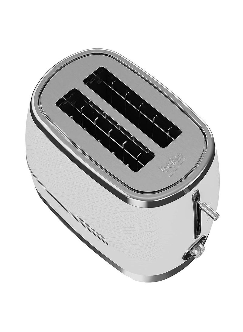 Beko 2 Slice Toaster, Extra Wide Slot, Defrost, Reheat & Cancel Functions, Variable Browning, Detachable Crumb Tray 900 W TAM8202CR White - Image 2