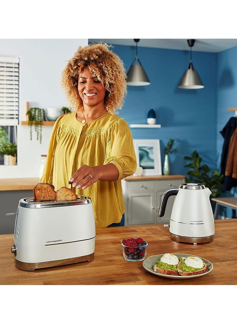 Beko 2 Slice Toaster, Extra Wide Slot, Defrost, Reheat & Cancel Functions, Variable Browning, Detachable Crumb Tray 900 W TAM8202CR White - Image 5