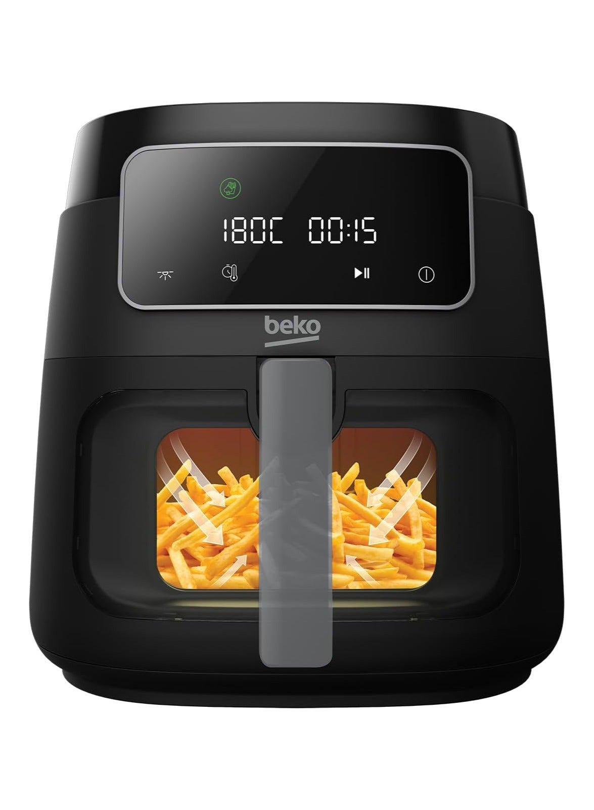 ExpertFry Hot Air Fryer XXL, 7.6 Litre with Window, Touch Control Display, 9 Preset Programs Including Defrost, French Fries, Chicken, Grill, Skewer, Bake, Dehydrate, Roast 7.6 L 1750 W FRL3374B ‎Black 