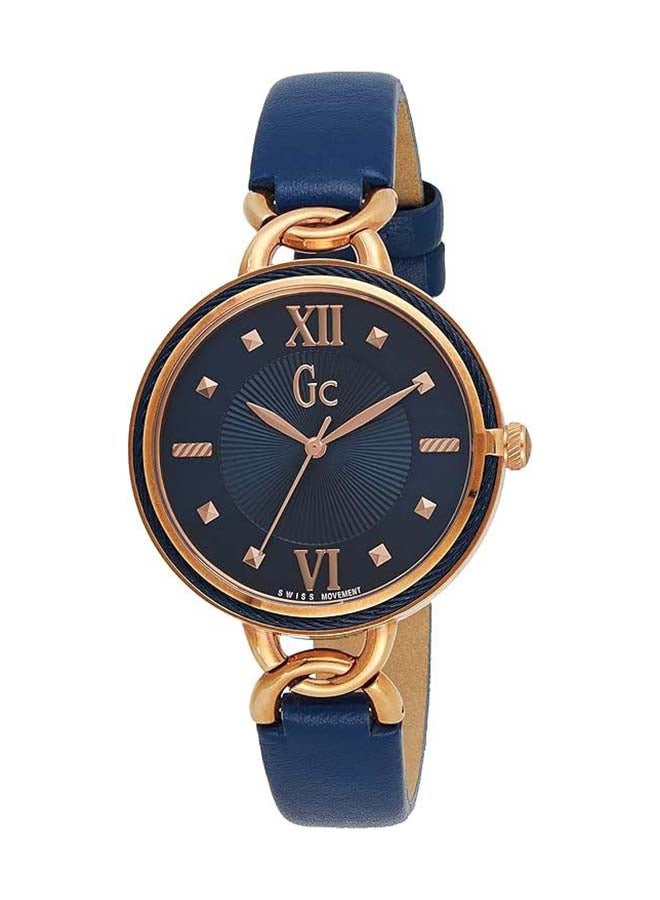 Gc - Women's Analog Round Shape Leather Wrist Watch Y49003L7MF-34Mm - Image 1