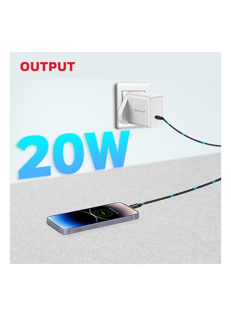 Honeywell Pd 20W Usbc Ultrafast Charger For Iphone 16/15/14/13/12/11 Ipad Google Pixel Samsung Galaxy And Oneplus 3 Yrs Manufacturer Warranty White White  - Image 4