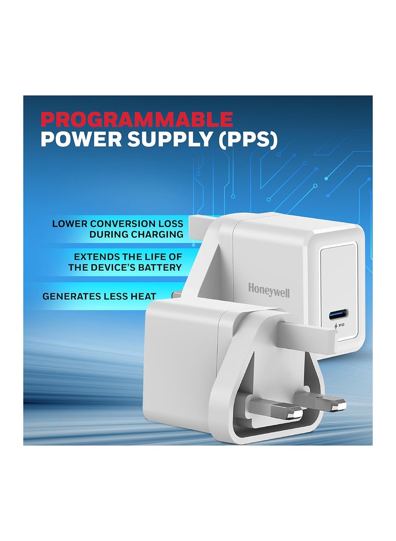 Honeywell Pd 20W Usbc Ultrafast Charger For Iphone 16/15/14/13/12/11 Ipad Google Pixel Samsung Galaxy And Oneplus 3 Yrs Manufacturer Warranty White White  - Image 3