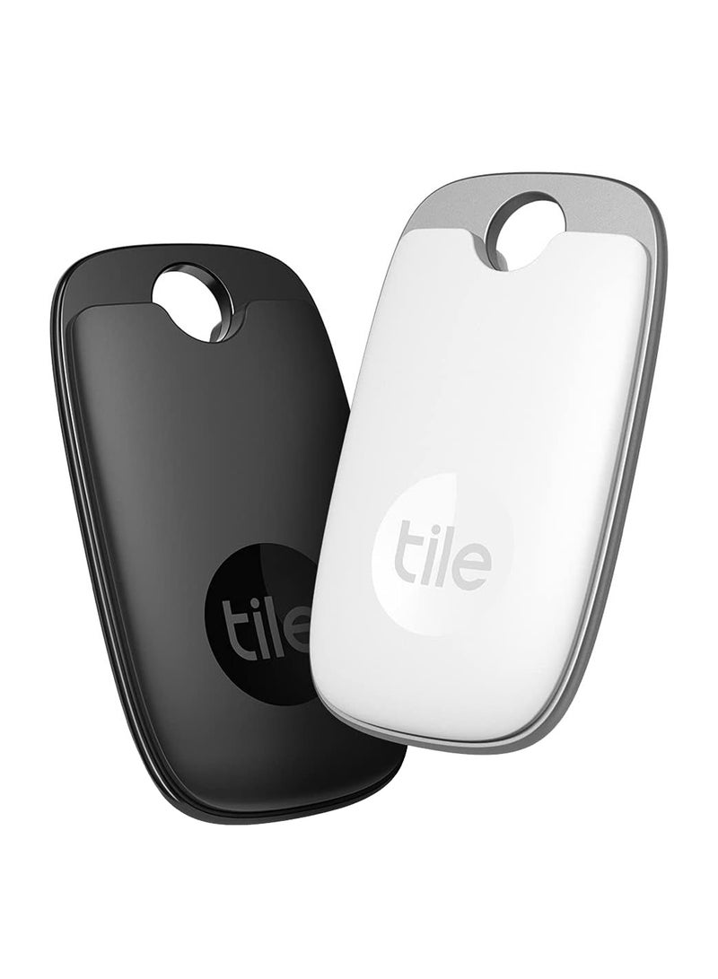 tile Pro 2022 Bluetooth Item Finder, 2 Pack, 120M Finding Range, Works With Alexa And Google Smart Home, iOS And Android Compatible, Find Your Keys, Remotes And More Black/White - Image 1