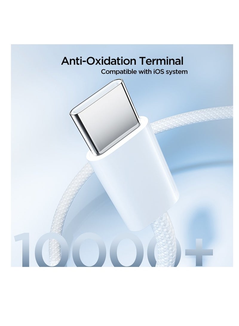 JOYROOM - S-A45 Ben Series Braided 60W Type-C to Type-C Fast Charging Data Cable, 1m - White - Image 1