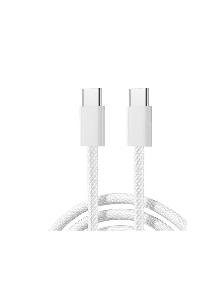 JOYROOM S-A45 Ben Series Braided 60W Type-C to Type-C Fast Charging Data Cable, 1m - White - Image 1