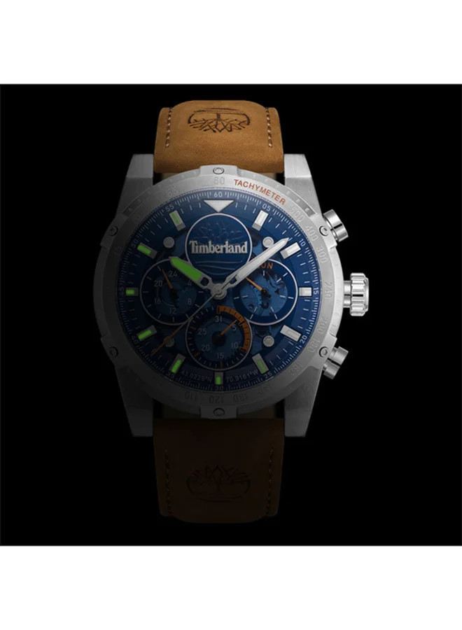 تمبرلاند Men's Sherbrook Men's Watch 45mm Analog Navy Dial Wheat Leather Strap