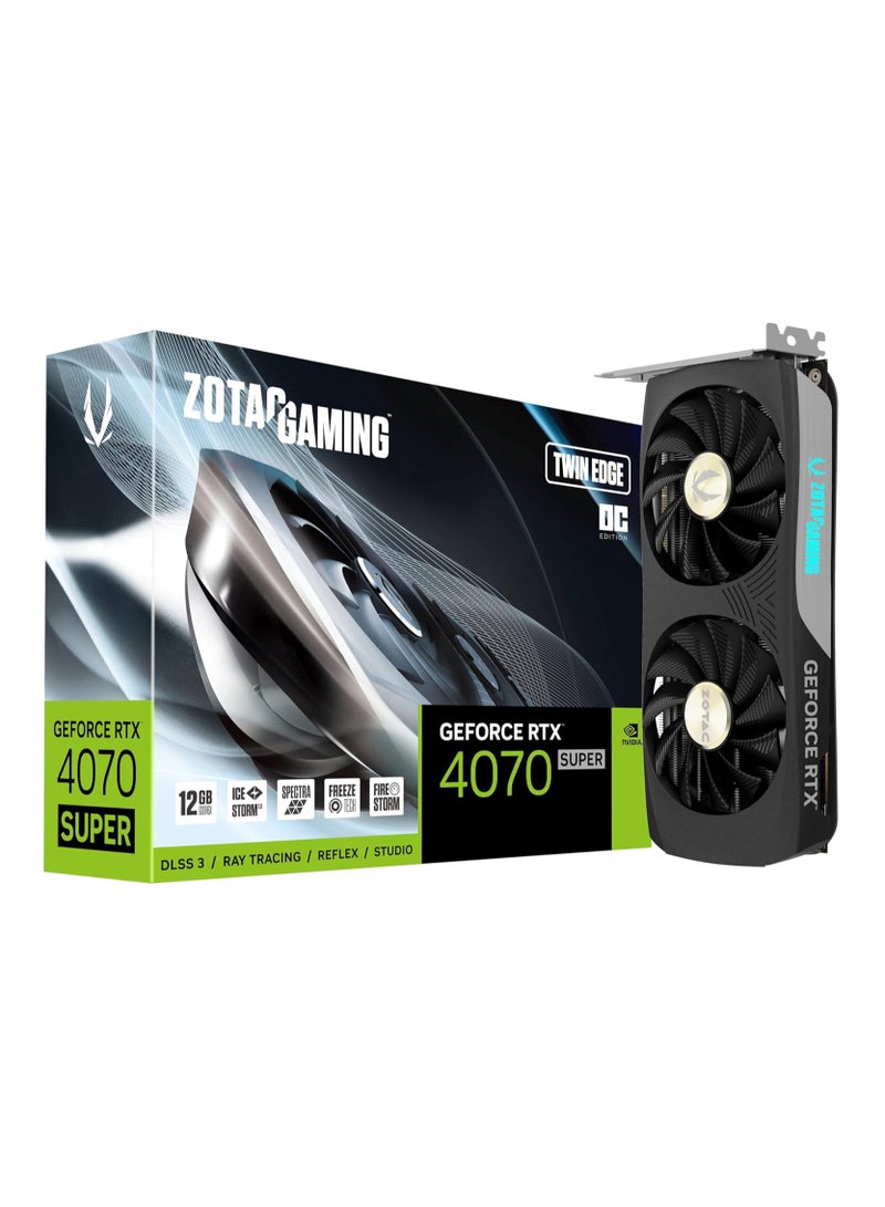 ZOTAC - Gaming GeForce RTX 4070 Super Twin Edge OC DLSS 3 12GB GDDR6X 192 Bit 21 Gbps PCIE 4.0 Compact Gaming Graphics Card IceStorm 2.0 Advanced Cooling Spectra RGB Lighting ZT-D40720H-10M - Image 1