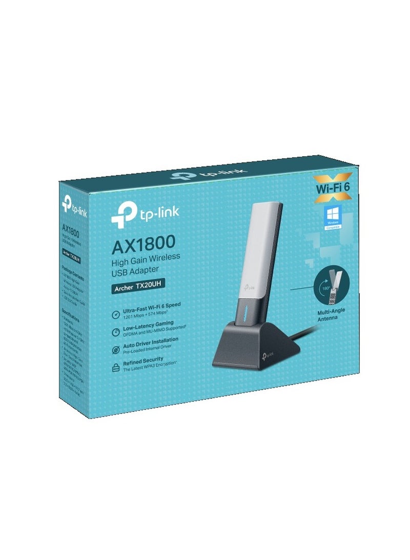 TP-LINK - Archer TX20UH AX1800 High Gain Wireless USB Adapter Black - Image 1