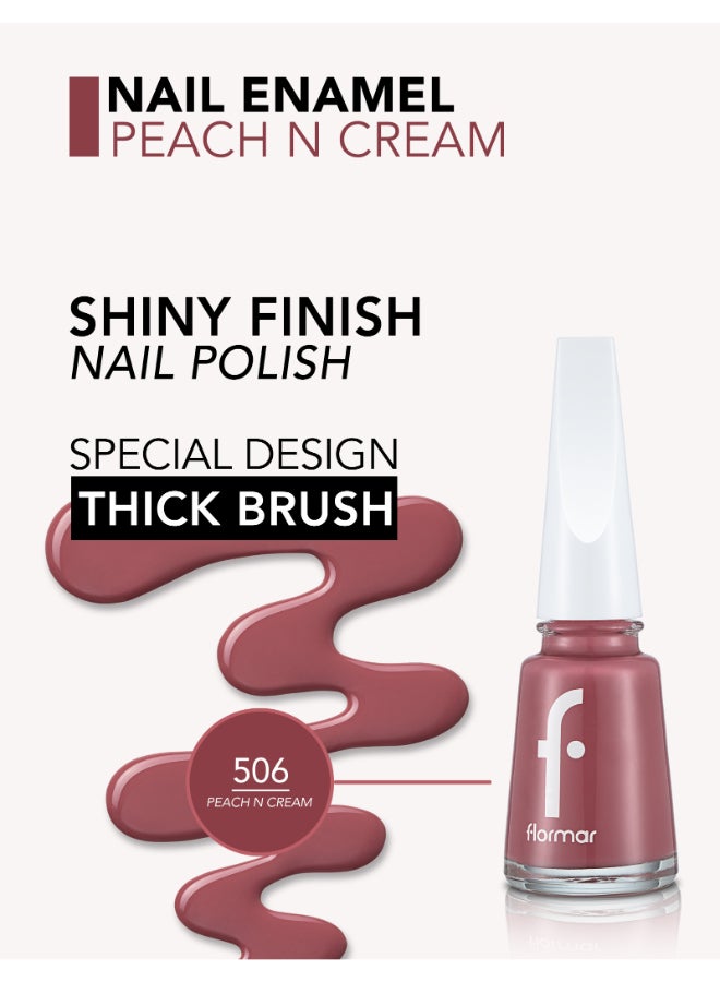flormar Classic Nail Enamel With New Improved Formula And Thicker Brush - 506 506 Peach N Cream - Image 5