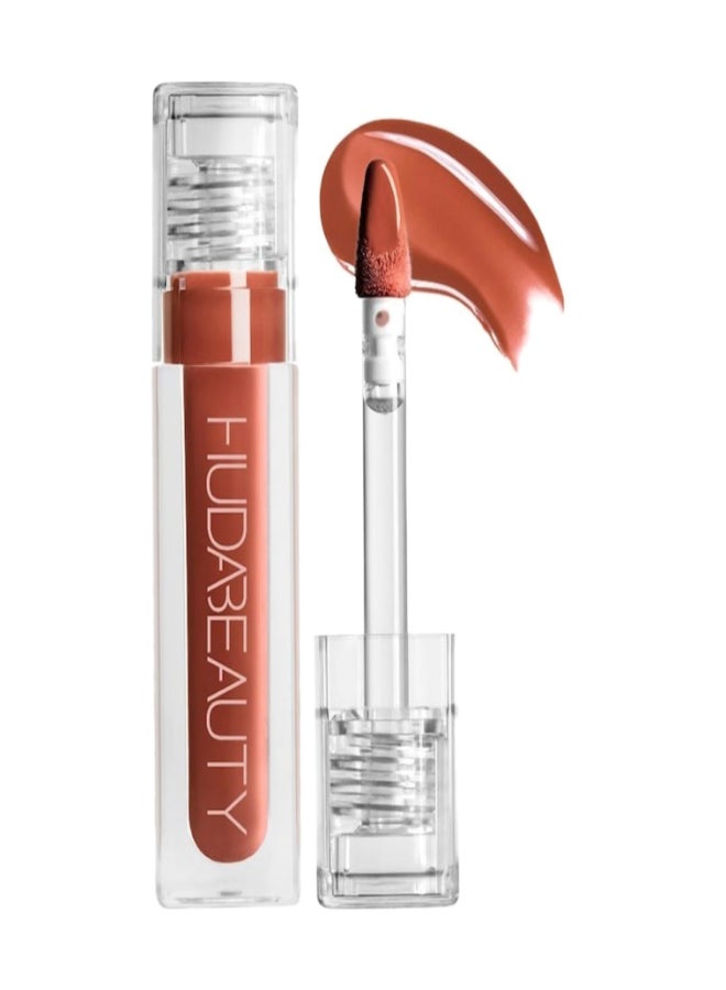 HUDA BEAUTY - Faux Filler Shiny Non-Sticky Lip Gloss 0.13FL.OZ / 3.9ml Foxy - Caramel Brown - Image 1