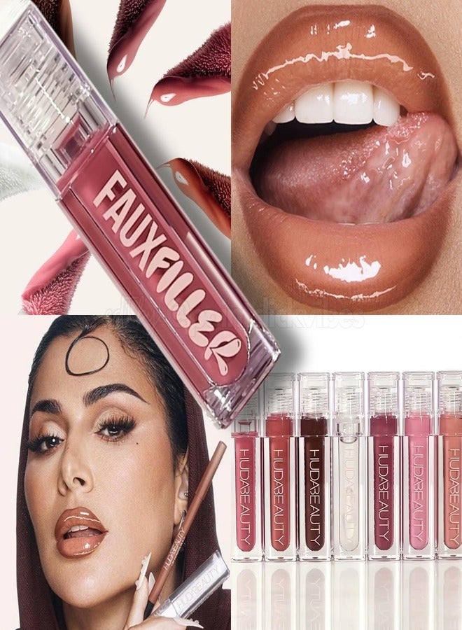 HUDA BEAUTY - Faux Filler Shiny Non-Sticky Lip Gloss 0.13FL.OZ / 3.9ml Foxy - Caramel Brown - Image 1