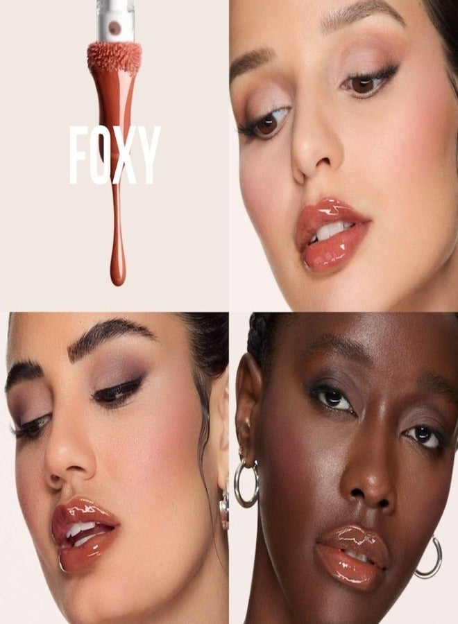 HUDA BEAUTY - Faux Filler Shiny Non-Sticky Lip Gloss 0.13FL.OZ / 3.9ml Foxy - Caramel Brown - Image 1