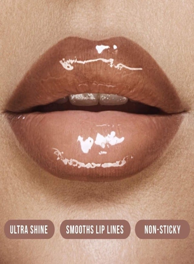 HUDA BEAUTY - Faux Filler Shiny Non-Sticky Lip Gloss 0.13FL.OZ / 3.9ml Foxy - Caramel Brown - Image 1