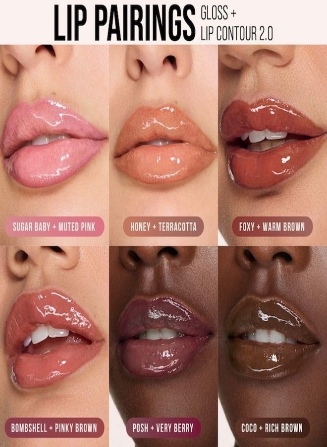 HUDA BEAUTY - Faux Filler Shiny Non-Sticky Lip Gloss 0.13FL.OZ / 3.9ml Foxy - Caramel Brown - Image 1