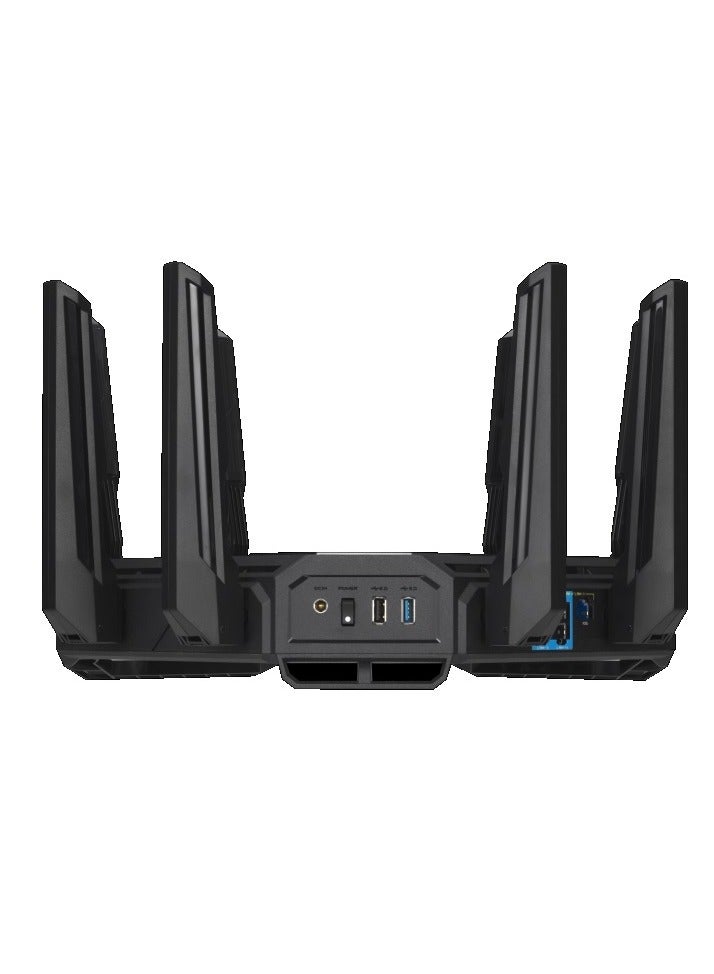 ASUS - ROG Rapture GT-BE98 Quad-Band WiFi 7 Gaming Router, Supports 320MHz with Speeds of Up to 25 Gbps, Dual 10G Port, Mobile Game Mode, AiMesh & VPN Features | 90IG08F0-MO9A0V Black - Image 1