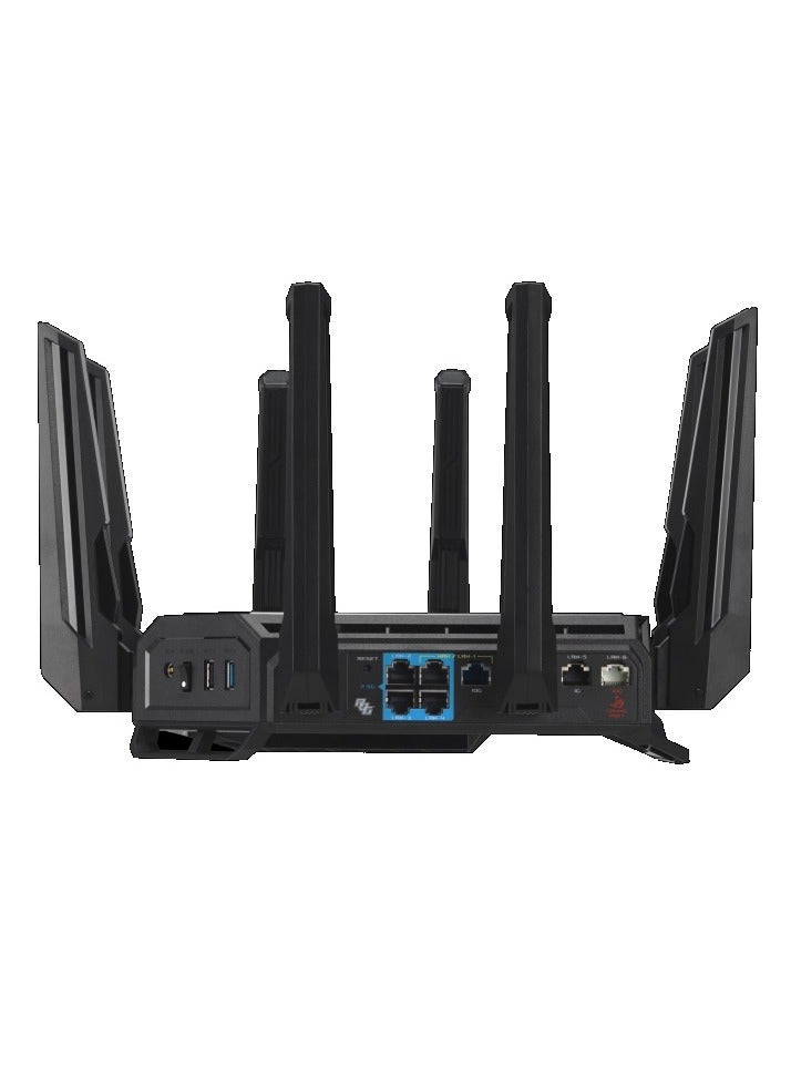 ASUS - ROG Rapture GT-BE98 Quad-Band WiFi 7 Gaming Router, Supports 320MHz with Speeds of Up to 25 Gbps, Dual 10G Port, Mobile Game Mode, AiMesh & VPN Features | 90IG08F0-MO9A0V Black - Image 1