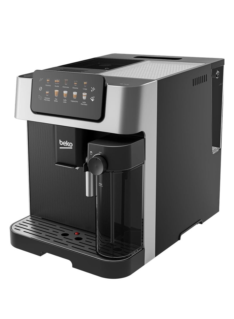 Beko - Automatic Bean to Cup Espresso Coffee Machine with 19 Bar, Touch Control LCD Display, 2L Water Capacity, 600ml Milk Container Capacity - Stainless Steel 2 L 1350 W CEG7304X Black / Silver - Image 1