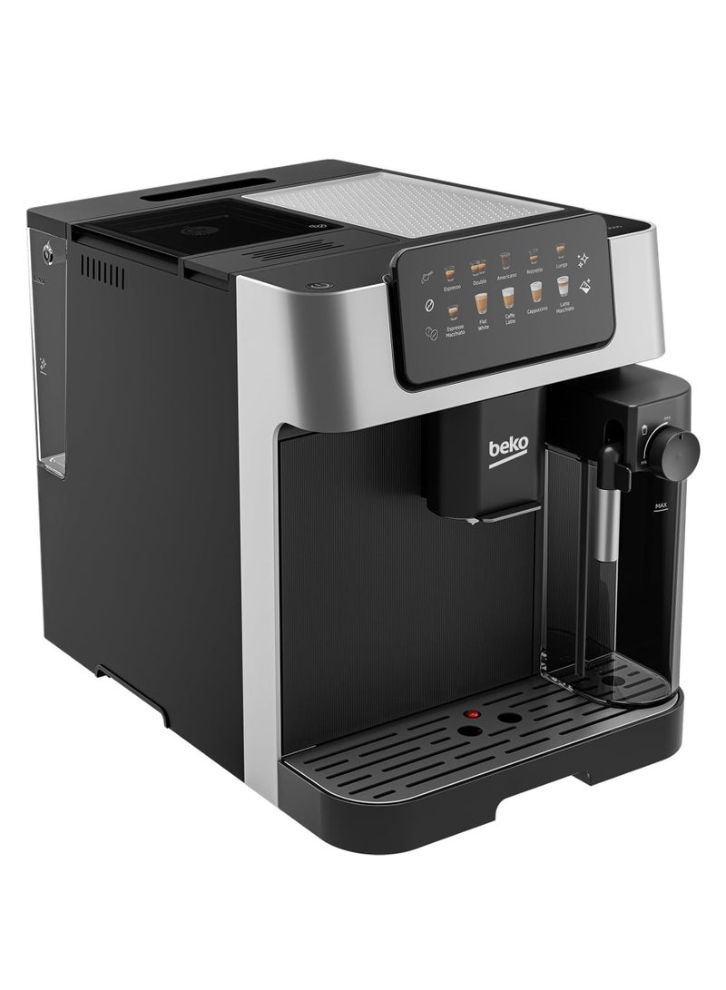 Beko - Automatic Bean to Cup Espresso Coffee Machine with 19 Bar, Touch Control LCD Display, 2L Water Capacity, 600ml Milk Container Capacity - Stainless Steel 2 L 1350 W CEG7304X Black / Silver - Image 1