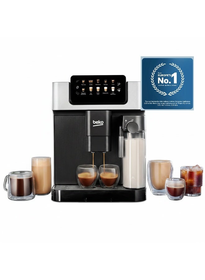 Beko Automatic Bean to Cup Espresso Coffee Machine with 19 Bar, Touch Control LCD Display, 2L Water Capacity, 600ml Milk Container Capacity - Stainless Steel 2 L 1350 W CEG7304X Black / Silver - Image 1