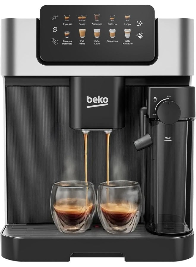 Beko Automatic Bean to Cup Espresso Coffee Machine with 19 Bar, Touch Control LCD Display, 2L Water Capacity, 600ml Milk Container Capacity - Stainless Steel 2 L 1350 W CEG7304X Black / Silver - Image 2
