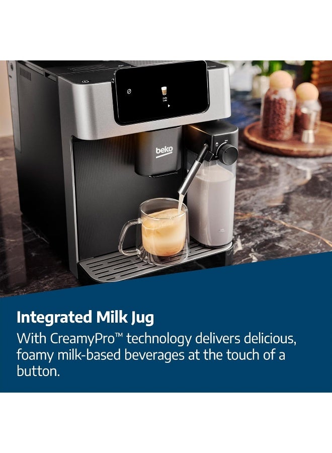 Beko Automatic Bean to Cup Espresso Coffee Machine with 19 Bar, Touch Control LCD Display, 2L Water Capacity, 600ml Milk Container Capacity - Stainless Steel 2 L 1350 W CEG7304X Black / Silver - Image 4