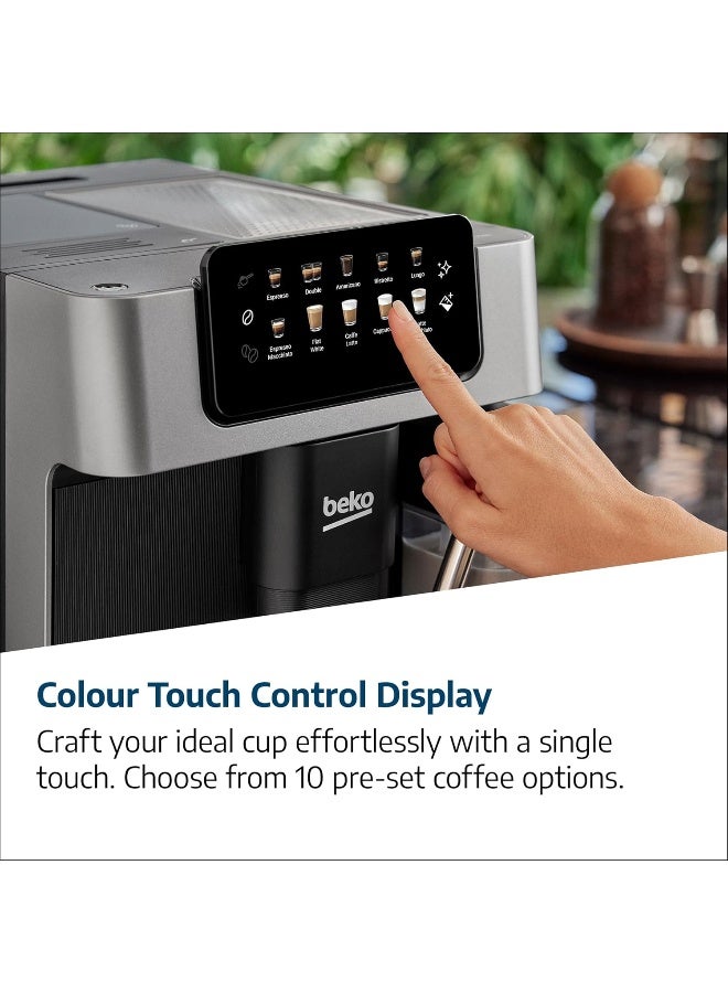 Beko Automatic Bean to Cup Espresso Coffee Machine with 19 Bar, Touch Control LCD Display, 2L Water Capacity, 600ml Milk Container Capacity - Stainless Steel 2 L 1350 W CEG7304X Black / Silver - Image 5