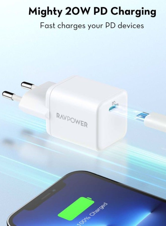 RAVPOWER PD 20W Wall Charger RP-PC167 White  - Image 3