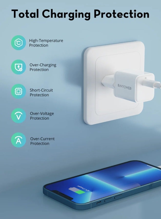 RAVPOWER PD 20W Wall Charger RP-PC167 White  - Image 5