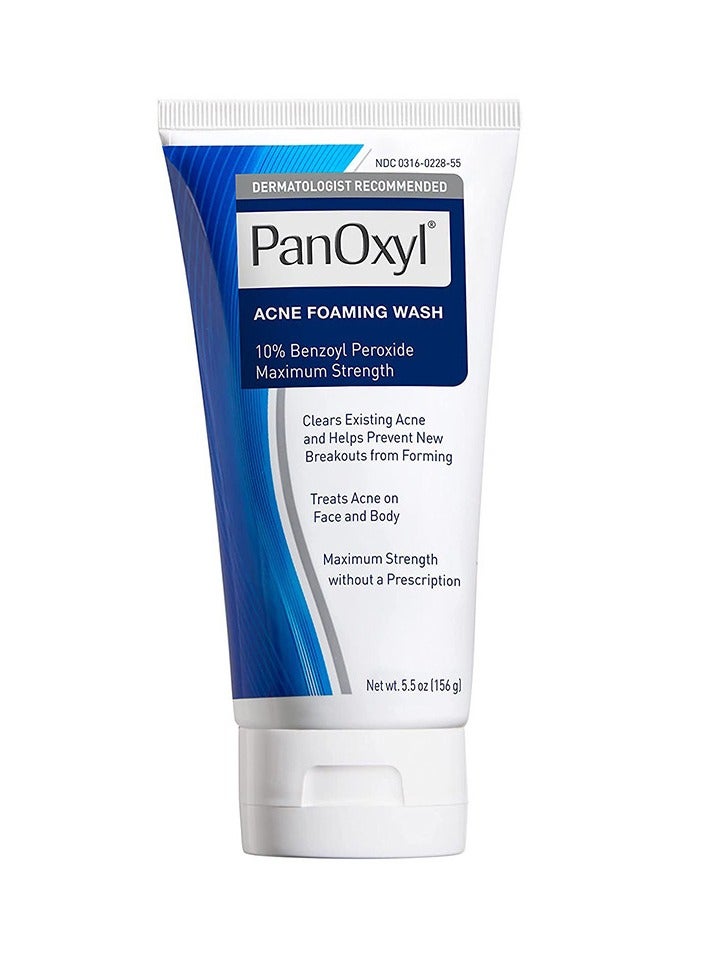 PanOxyl - Acne Foaming Wash Benzoyl Peroxide 10% Maximum Strength Antimicrobial, 5.5 Oz 156grams - Image 1