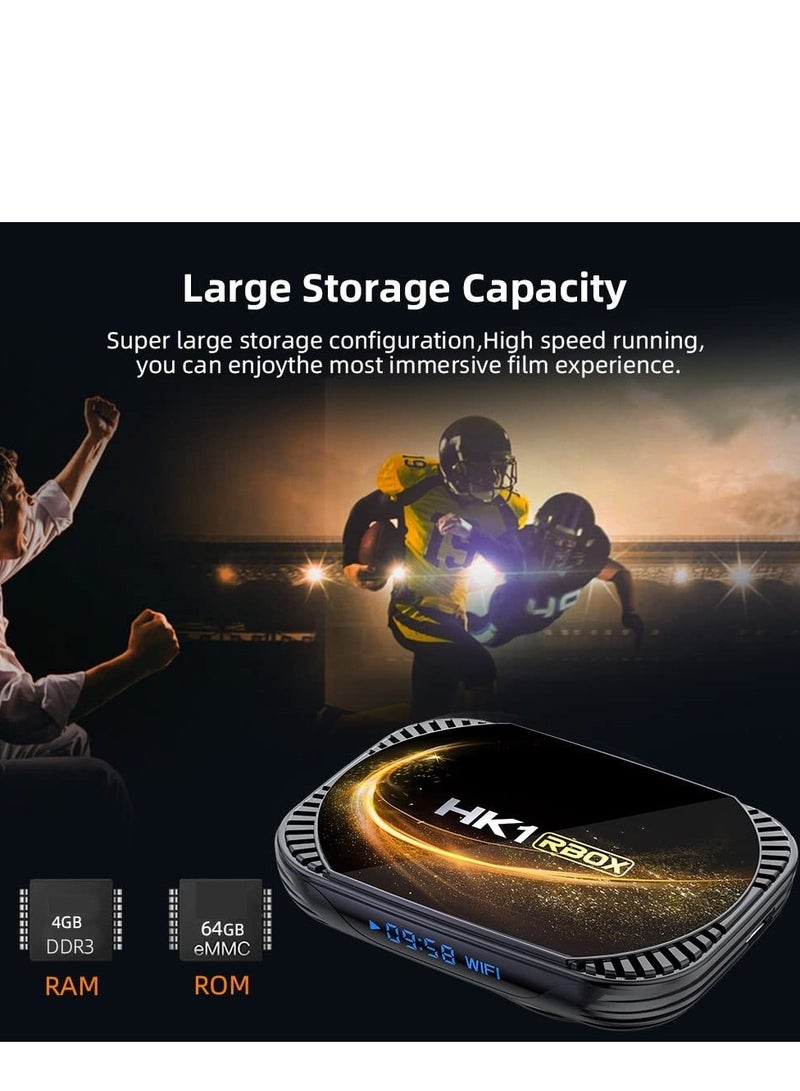 Wownect Mini Smart Android 11.0 Tv Box HK1 RBOX X4S Amlogic S905X4 Quad-Core 64-bit ARM Cortex-A55 TV Box Support 2.4G/5G Dual WiFi BT 4.0 Ultra HD 8K/4K HDR H.265 USB 2.0 TV Android Set Top Box ANTV-WO-HK1X4S-4-64 Black  - Image 3