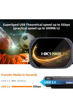 وونكت صندوق تلفاز ذكي صغير يعمل بنظام أندرويد 11.0 HK1 RBOX X4S Amlogic S905X4 رباعي النواة 64 بت ARM Cortex-A55 يدعم 2.4 جيجا/5 جيجا واي فاي مزدوج BT 4.0 Ultra HD 8K/4K HDR H.265 USB 2.0 TV Set Top Box  - Image 5