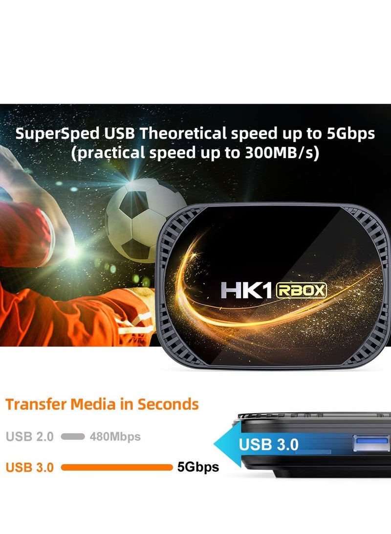 Wownect Mini Smart Android 11.0 Tv Box HK1 RBOX X4S Amlogic S905X4 Quad-Core 64-bit ARM Cortex-A55 TV Box Support 2.4G/5G Dual WiFi BT 4.0 Ultra HD 8K/4K HDR H.265 USB 2.0 TV Android Set Top Box ANTV-WO-HK1X4S-4-64 Black  - Image 5