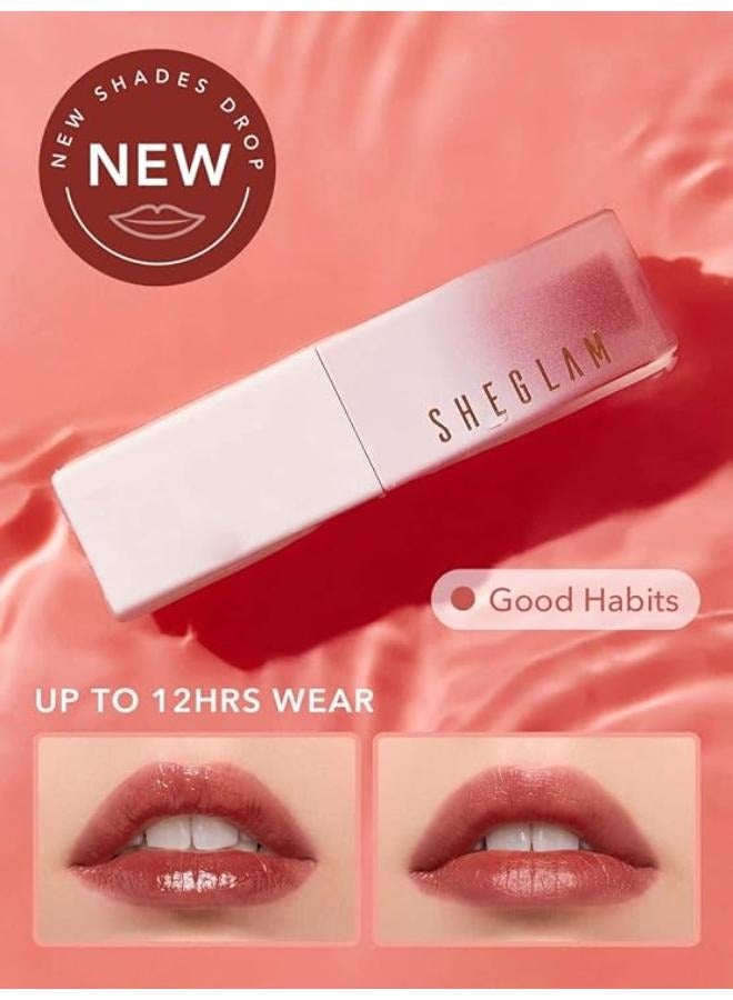 SHEGLAM Lip Tint From Shiglam Long Lasting Lip Gloss High Shine All Day Long Moisturizes Lips And Does Not Stick Luxurious For Dry Lips Good Habits Red - Image 1