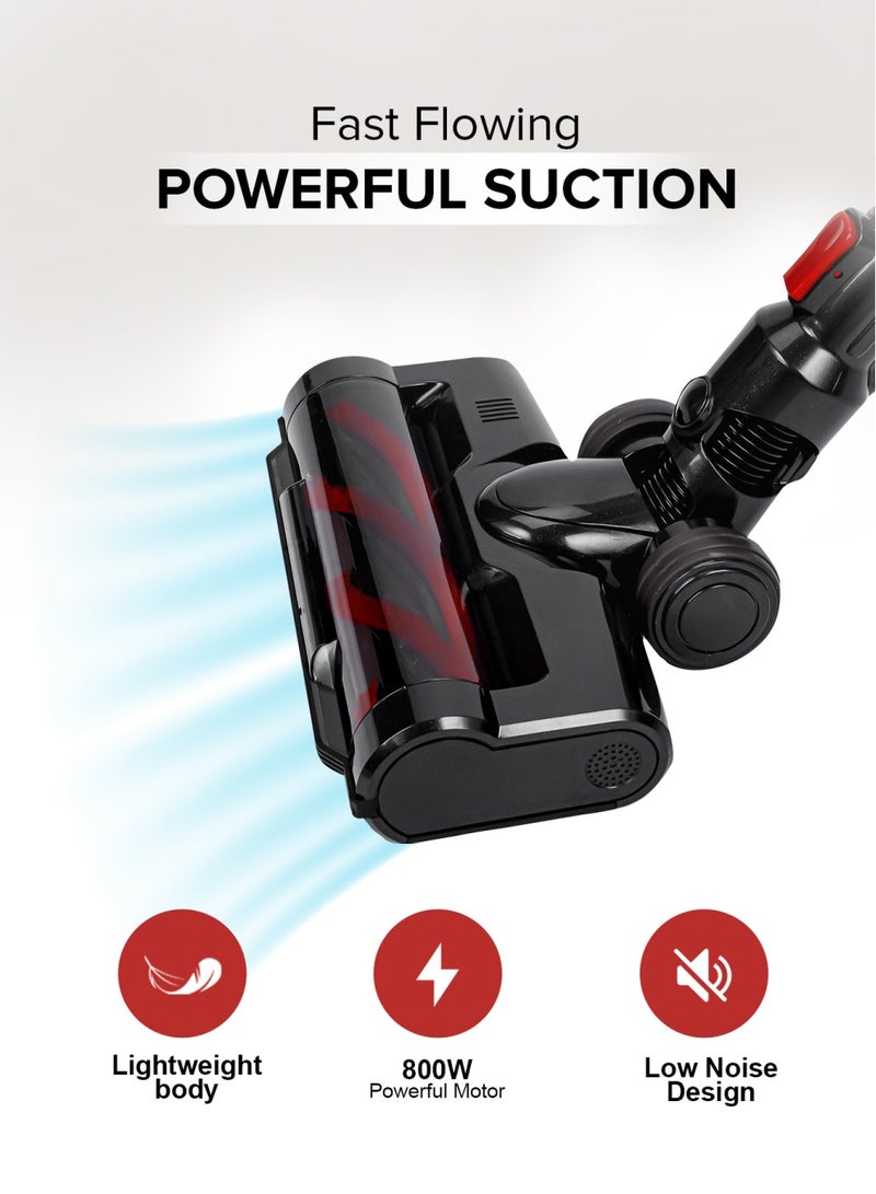 Stick and Handheld Vacuum Cleaner  Cyclonic Filtration System, Plastic with HEPA Filter/ Perfect for Home, Office, Apartments/ Easy to Use Model, Low Noise Design/ 2 Years Warranty, Black and Red 0.5 L 800 W GVC19037 RED AND BLACK