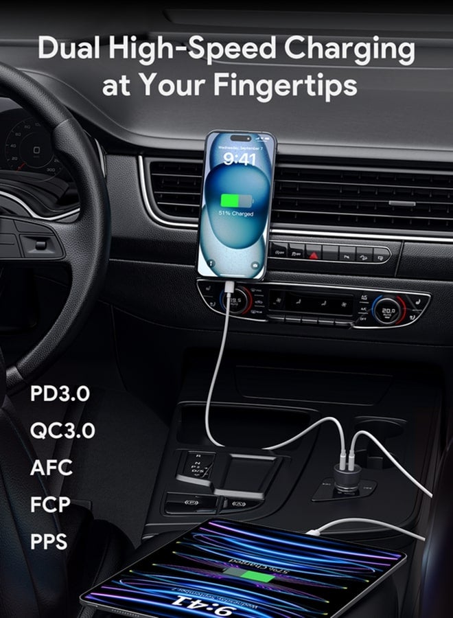 أوكي شاحن سيارة بمنفذين من النوع C إلى منفذ من النوع C باللون الأسود - Image 4