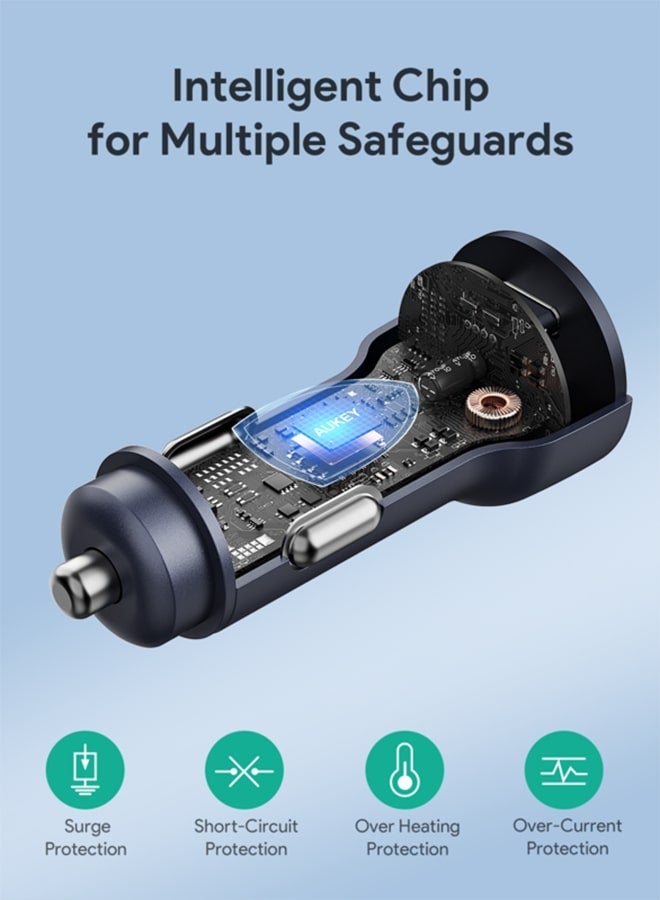 أوكي شاحن سيارة بمنفذين من النوع C إلى منفذ من النوع C باللون الأسود - Image 5