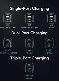 Aukey 3-Port PD Wall Charger With GaN Power Tech 67W Gray  - Image 3