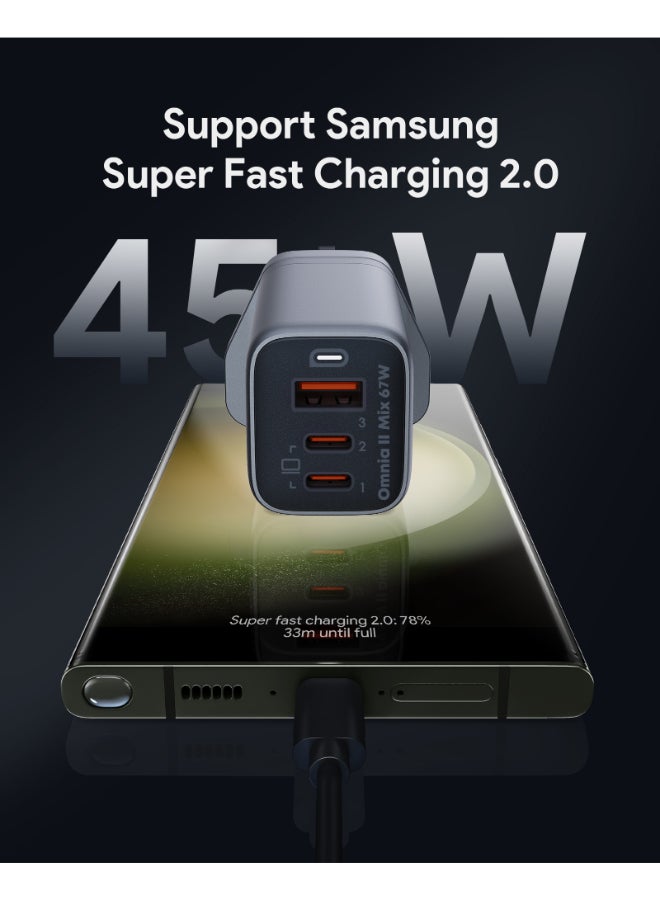 Aukey 3-Port PD Wall Charger With GaN Power Tech 67W Gray - Image 3