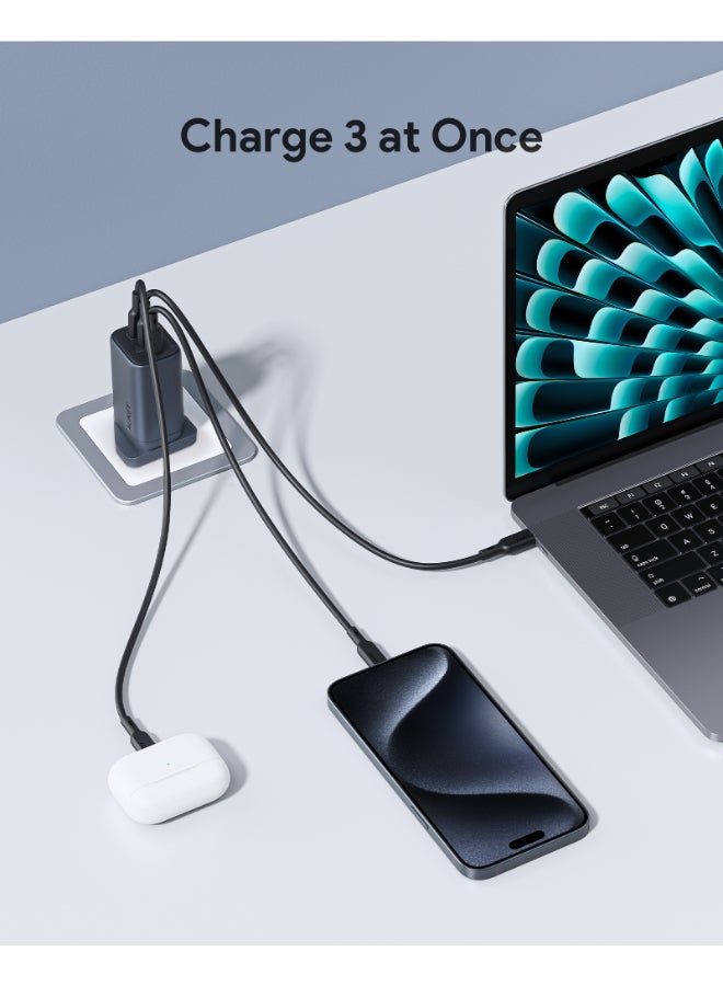 Aukey 3-Port PD Wall Charger With GaN Power Tech 67W Gray - Image 4