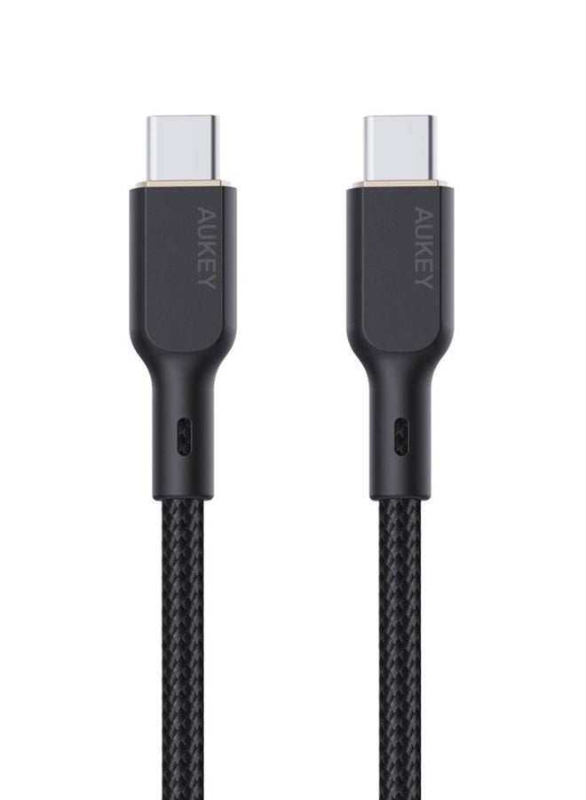 Nylon Braided USB-C To USB-C Cable With Kevlar Core 1.8M 100W Black