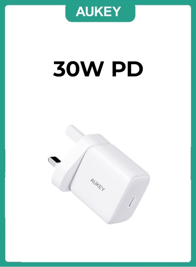Aukey Portable 30W PD Wall Charger White - Image 1