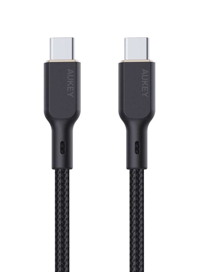 Aukey - Nylon Braided USB-C To USB-C Cable With Kevlar Core 1M 100W Black - Image 1