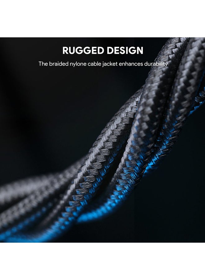 Aukey - Nylon Braided USB-C To USB-C Cable With Kevlar Core 1M 100W Black - Image 1