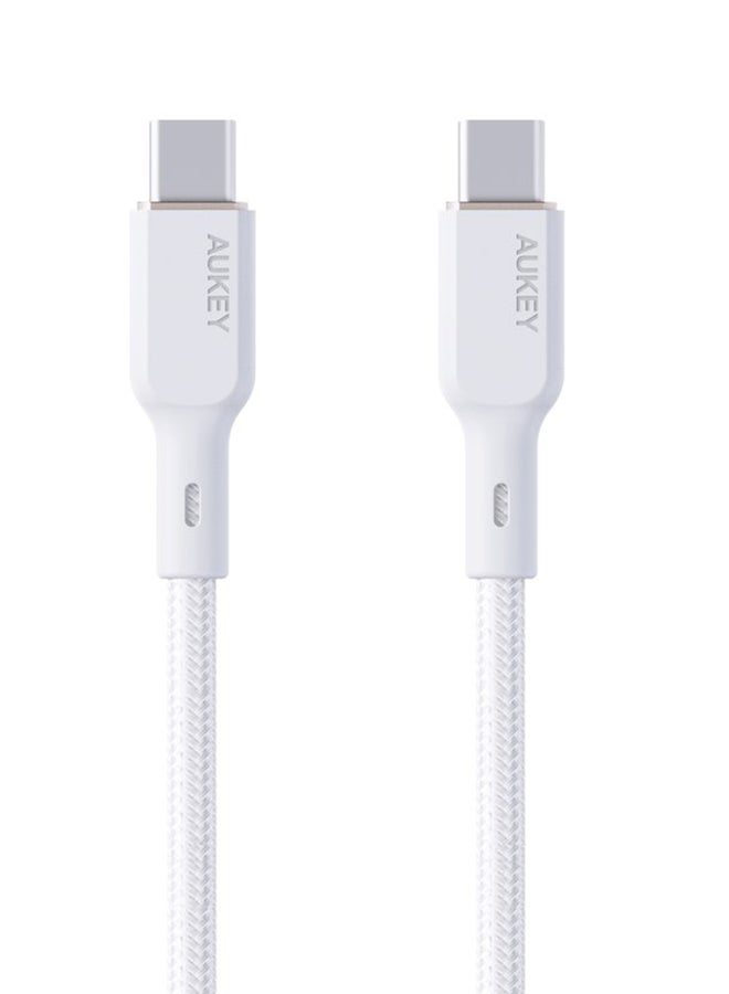 Aukey USB-A to Lightning Cable Nylon Braided   MFi Certified Fast Charging Cable for iPhone 14/14 Plus/14 Pro/14 Pro Max/13/12/11/X Series white White - Image 3