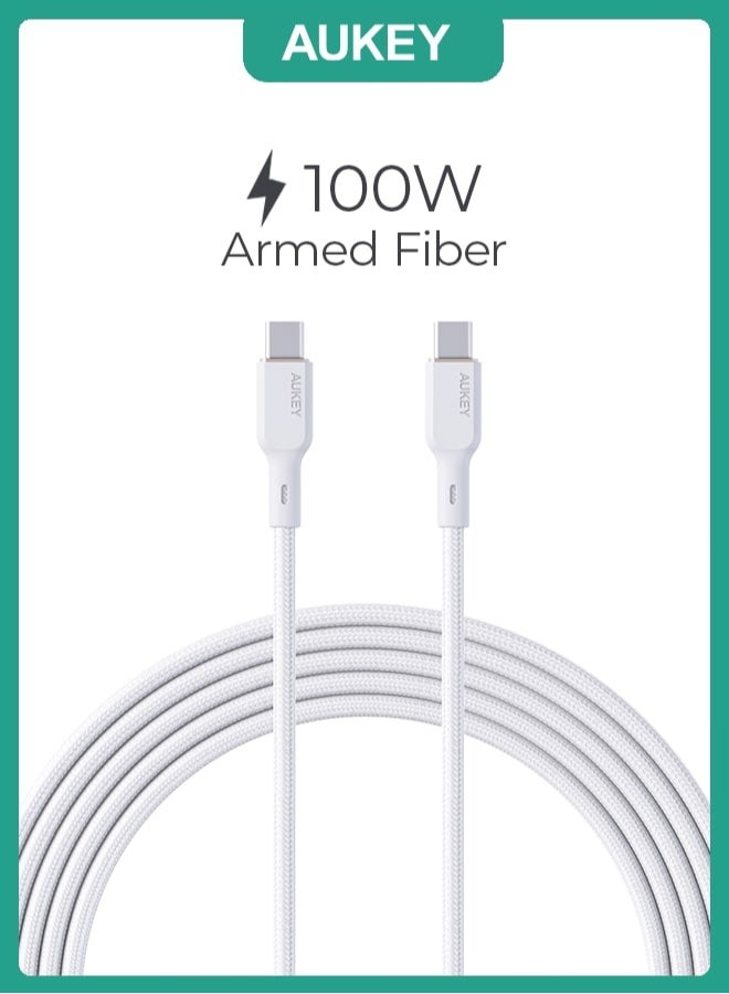 Aukey USB-A to Lightning Cable Nylon Braided   MFi Certified Fast Charging Cable for iPhone 14/14 Plus/14 Pro/14 Pro Max/13/12/11/X Series white White - Image 1