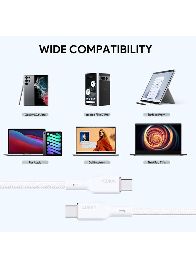 Aukey USB-A to Lightning Cable Nylon Braided   MFi Certified Fast Charging Cable for iPhone 14/14 Plus/14 Pro/14 Pro Max/13/12/11/X Series white White - Image 5