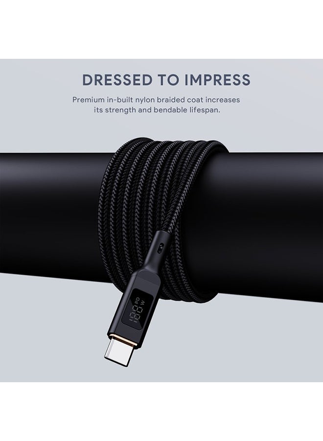 Nylon Braided USB-C To USB-C Cable With LCD Display 1M 100W Black - pnsku/N70058030V/45/_/1711456596/901c3744-0882-4e0a-9b67-b5f8f8e3ca66