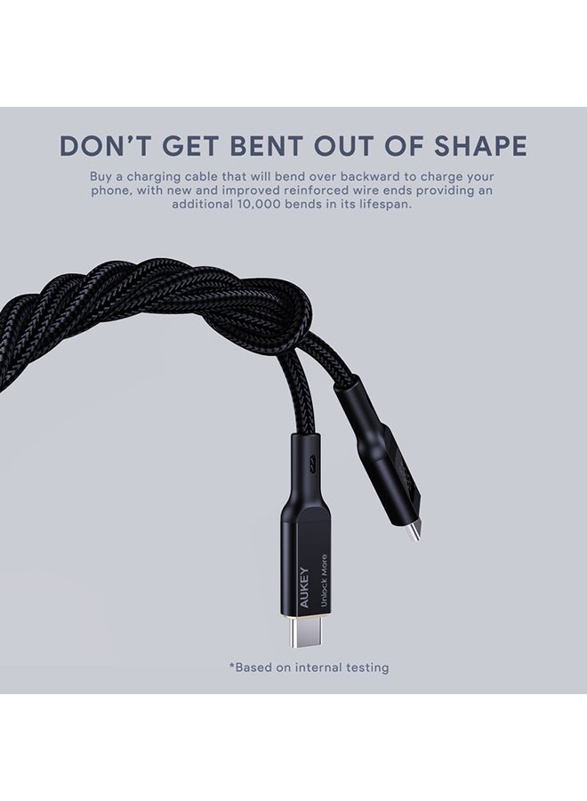 Aukey Nylon Braided USB-C To USB-C Cable With LCD Display 1M 100W Black - Image 4
